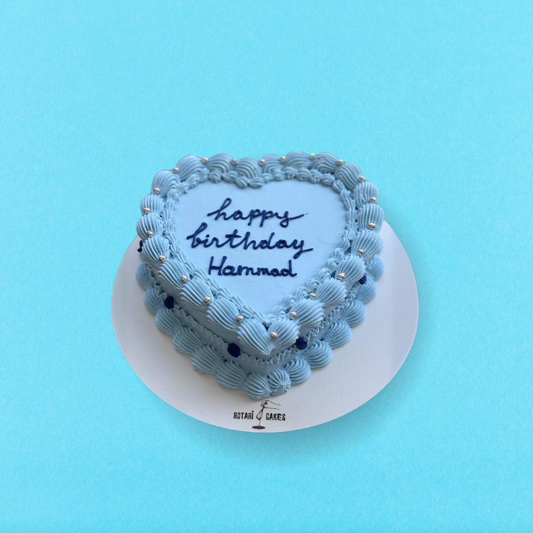 Blue Heart Cake with pear filling for celebrations and birthdays