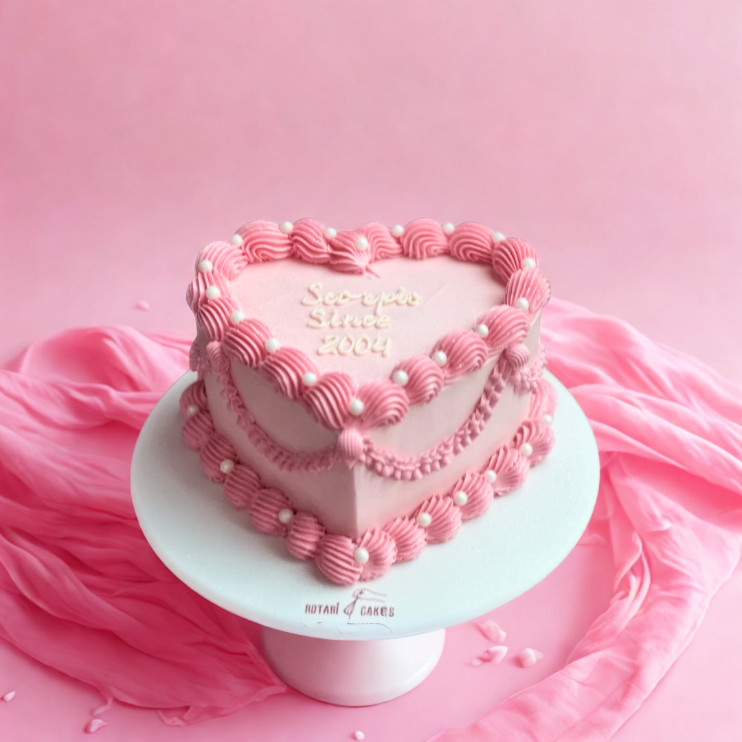 Heart shape Cake in Pink colour ideal for birthdays or romantic celebrations