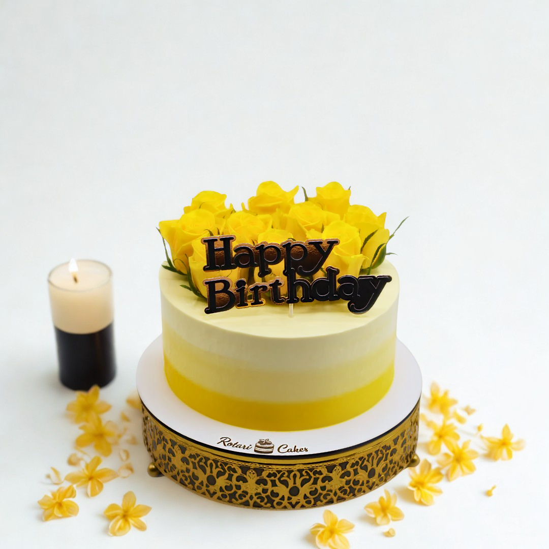 Yellow Rose Chocolate Cake for girls and women birthday and annivrsaries