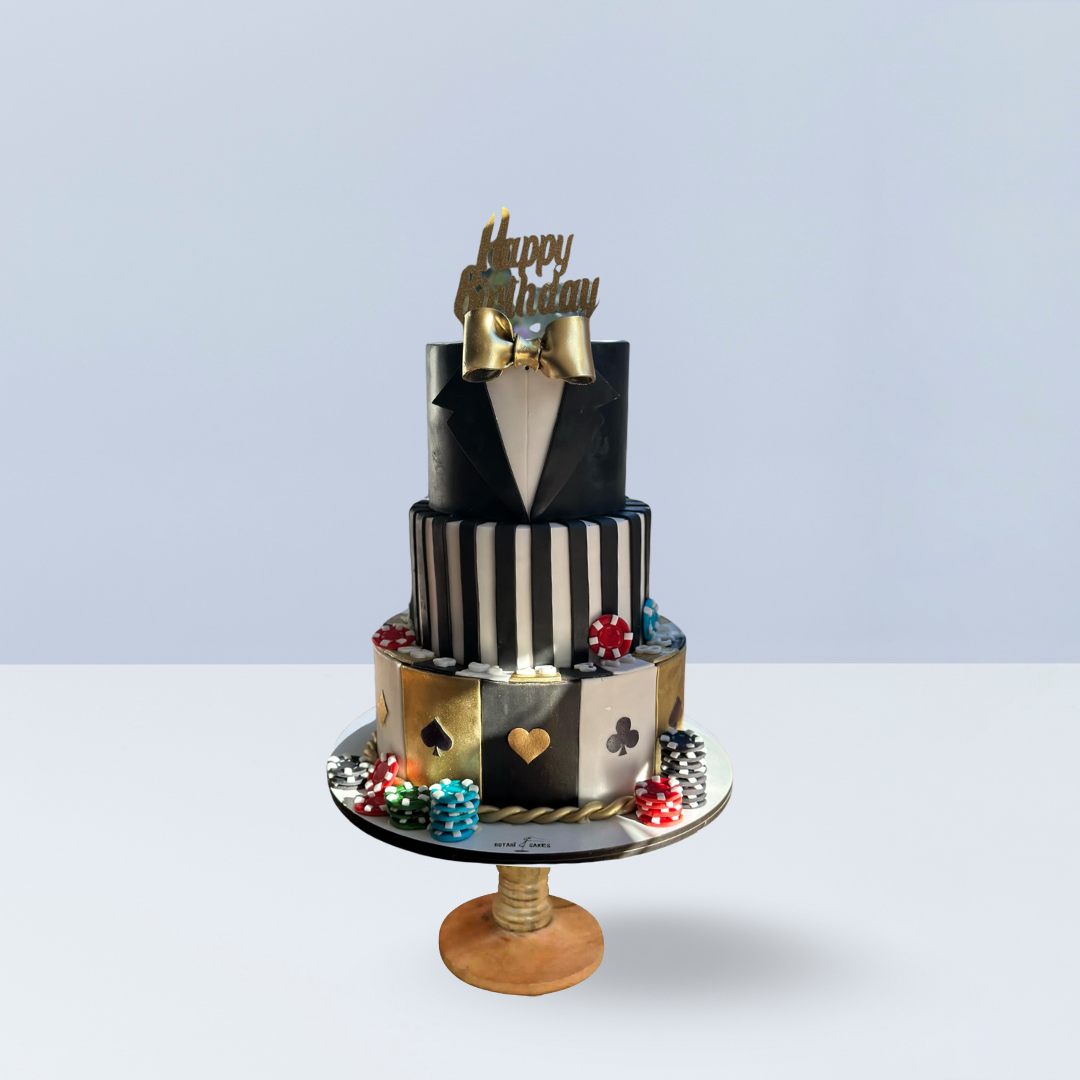 poker theme men birthday cake