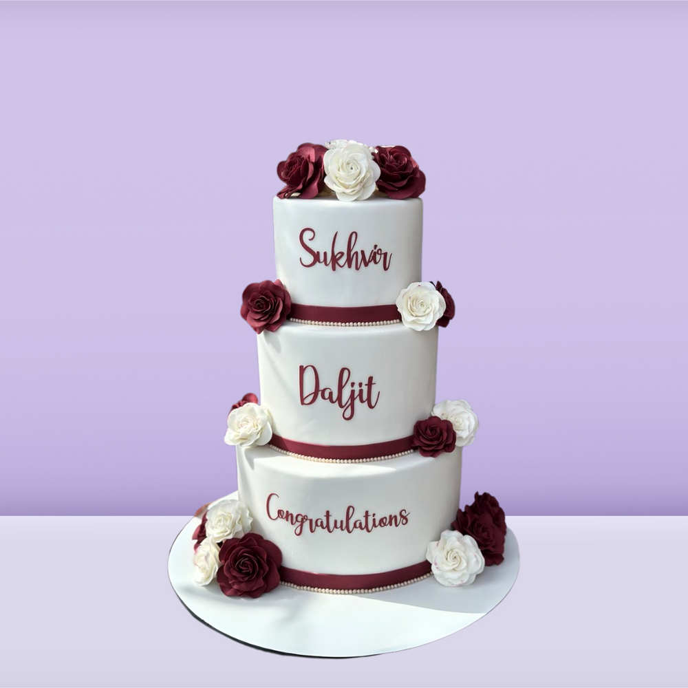 Three Tier Floral wedding Cake image 0