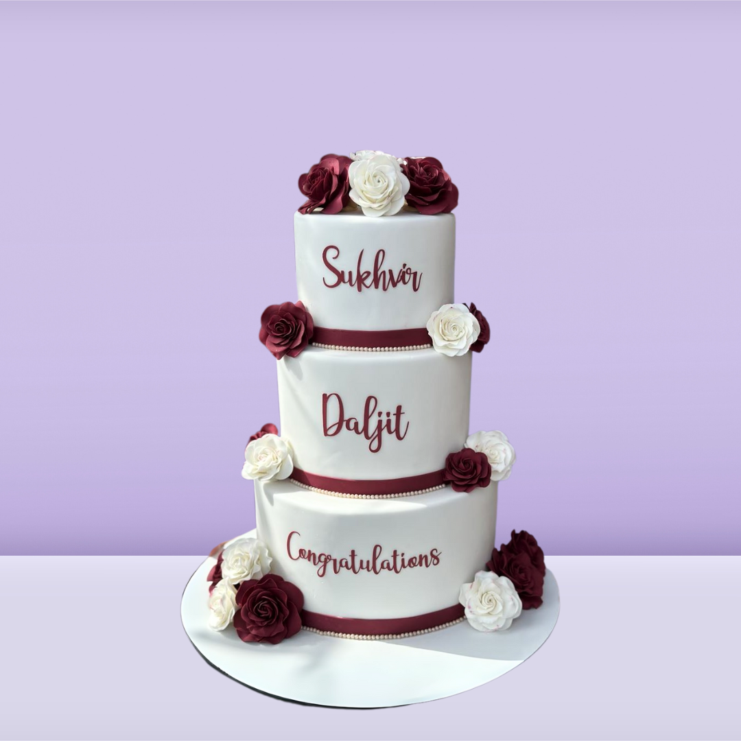 Three Tier Floral wedding Cake image 0