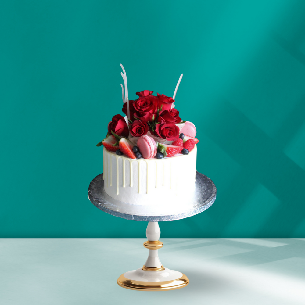 floral cake for her birthday and anniversary celebration