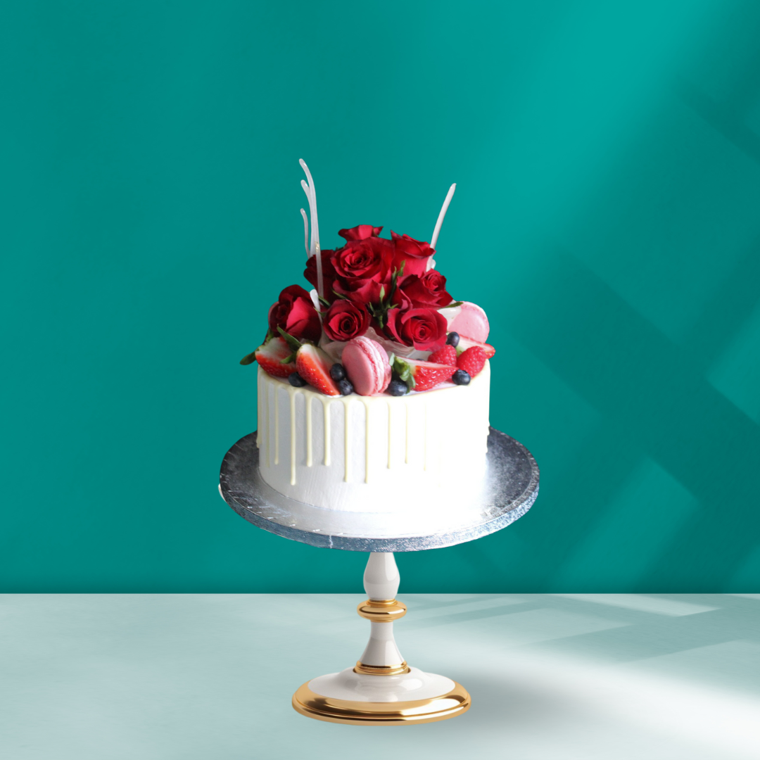 floral cake for her birthday and anniversary celebration