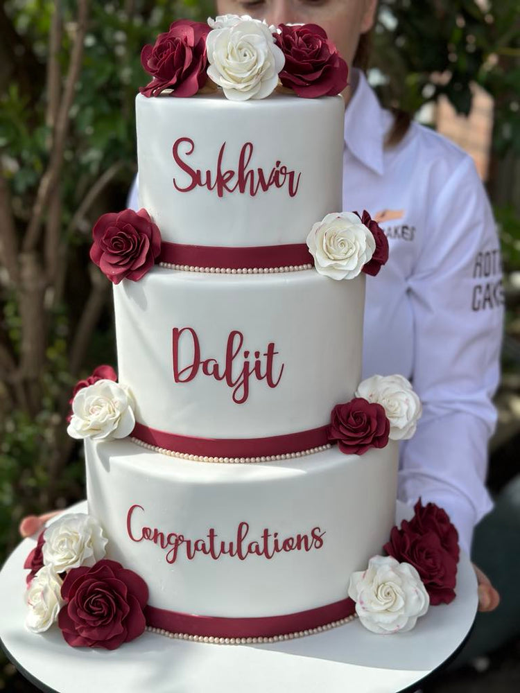 Three Tier Floral wedding Cake image 1