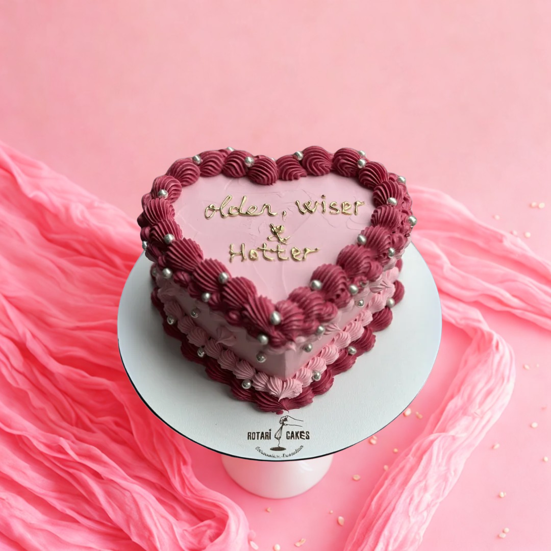 Heart shaped cake pink colour
