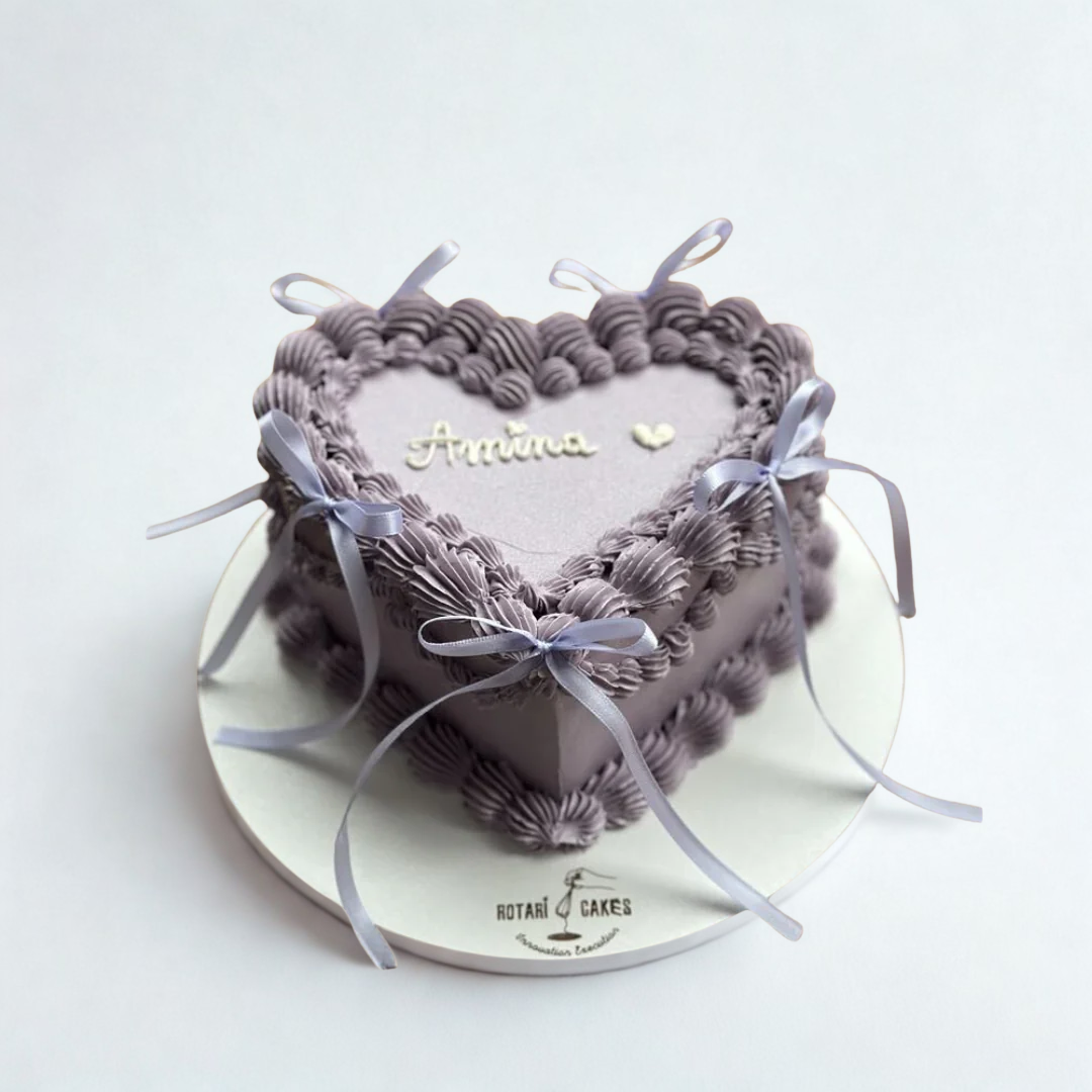Heart shaped cake with ribbons
