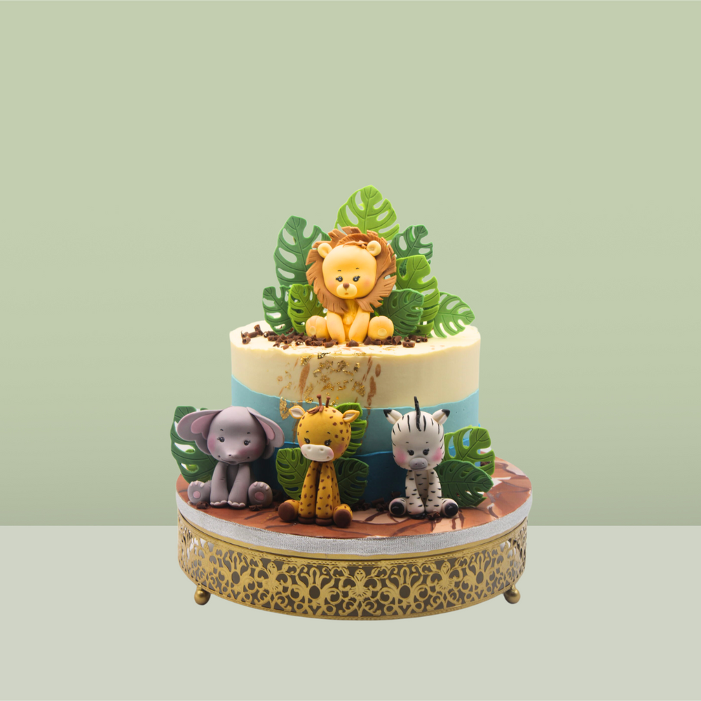 Animals and zoo theme cake for kids