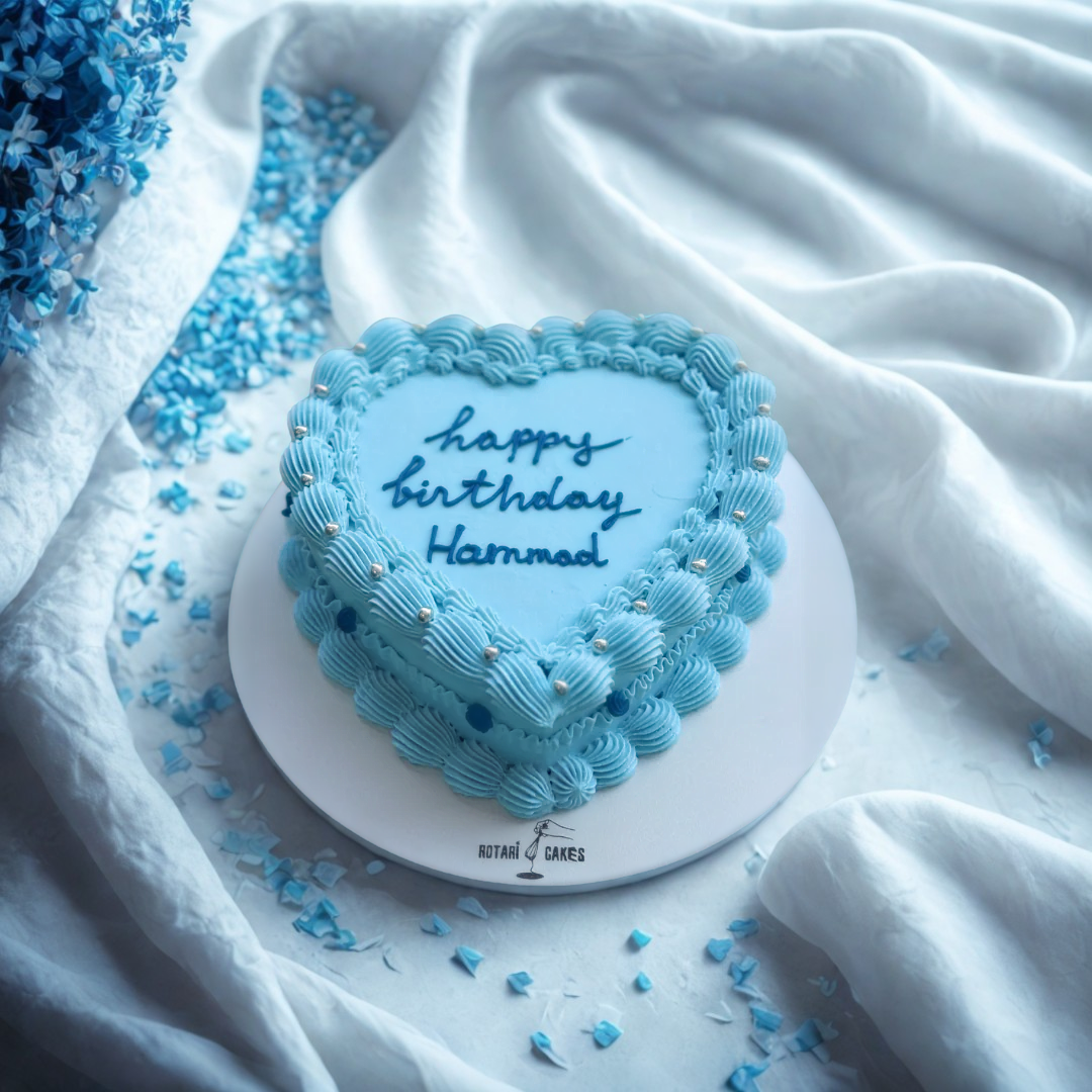Heart shape cake blue colour