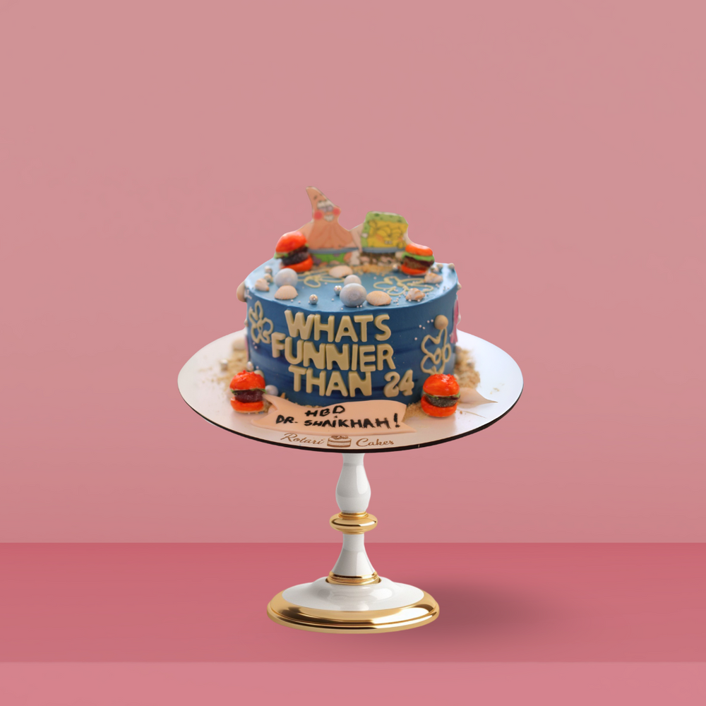 Burger Theme Cake designed to look like a burger with sponge cake layers, fondant toppings