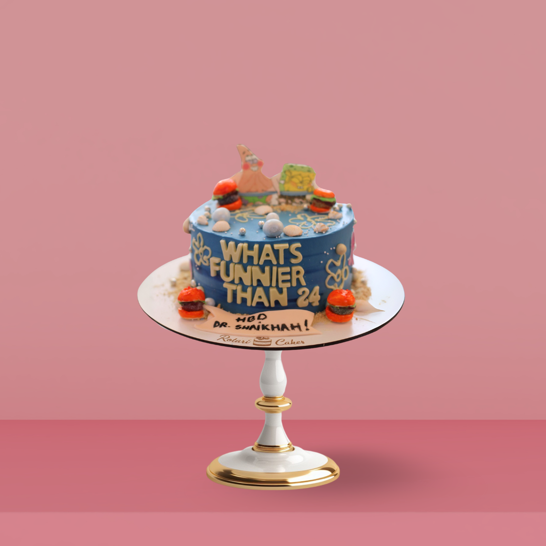 Burger Theme Cake designed to look like a burger with sponge cake layers, fondant toppings