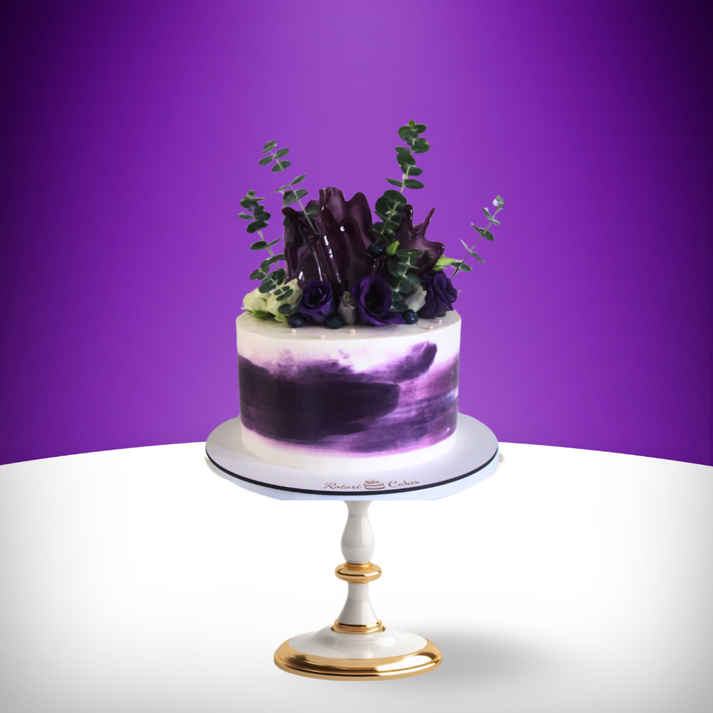 Red Velvet Vase Cake in purple colour for girls birthdays and other occasions