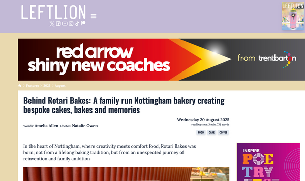 Website header with 'LEFTLION' branding and promotional text for 'red arrow shiny new coaches from trentbarton'.