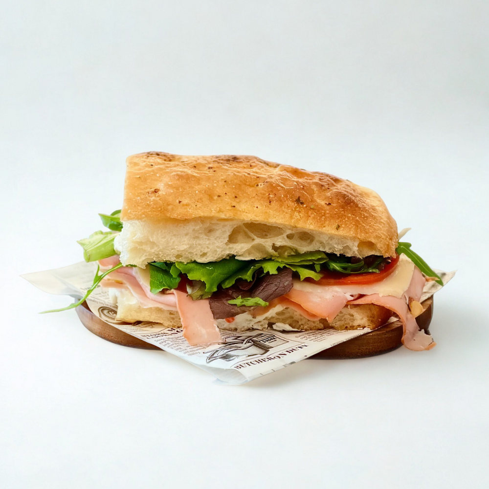 Mortadella Focaccia sandwich
