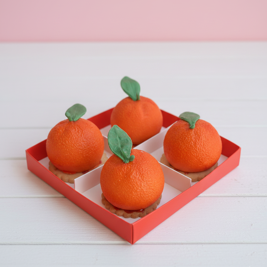 orange shape pastry box of 4