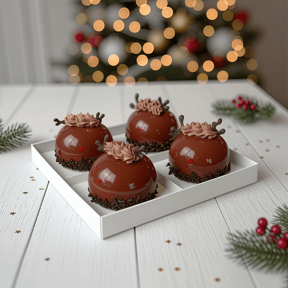 Reindeer shape christmas dessert box for christmas eve, christmas gift and festive celebration
