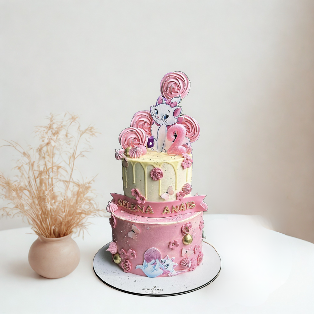 aristocat cake pink two tiers