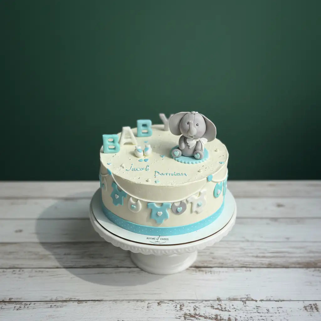 baby shower cake in nottingham with elephant decoration