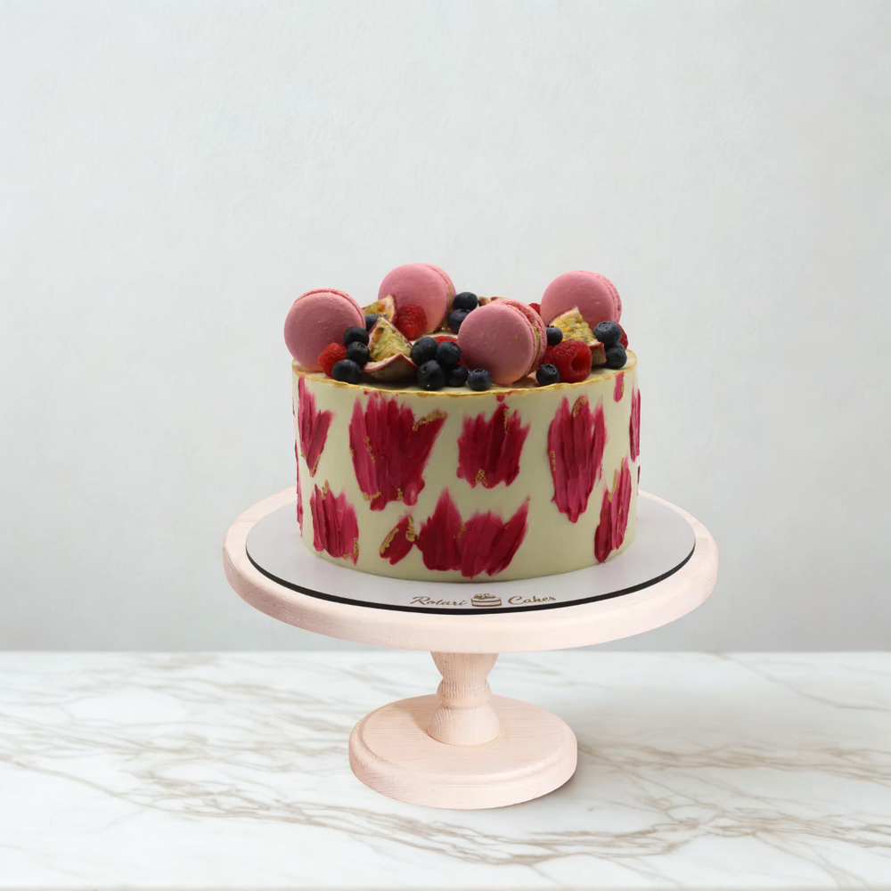 
                  
                    Decorative cake with red floral patterns berry and blush cake for girls birthday
                  
                