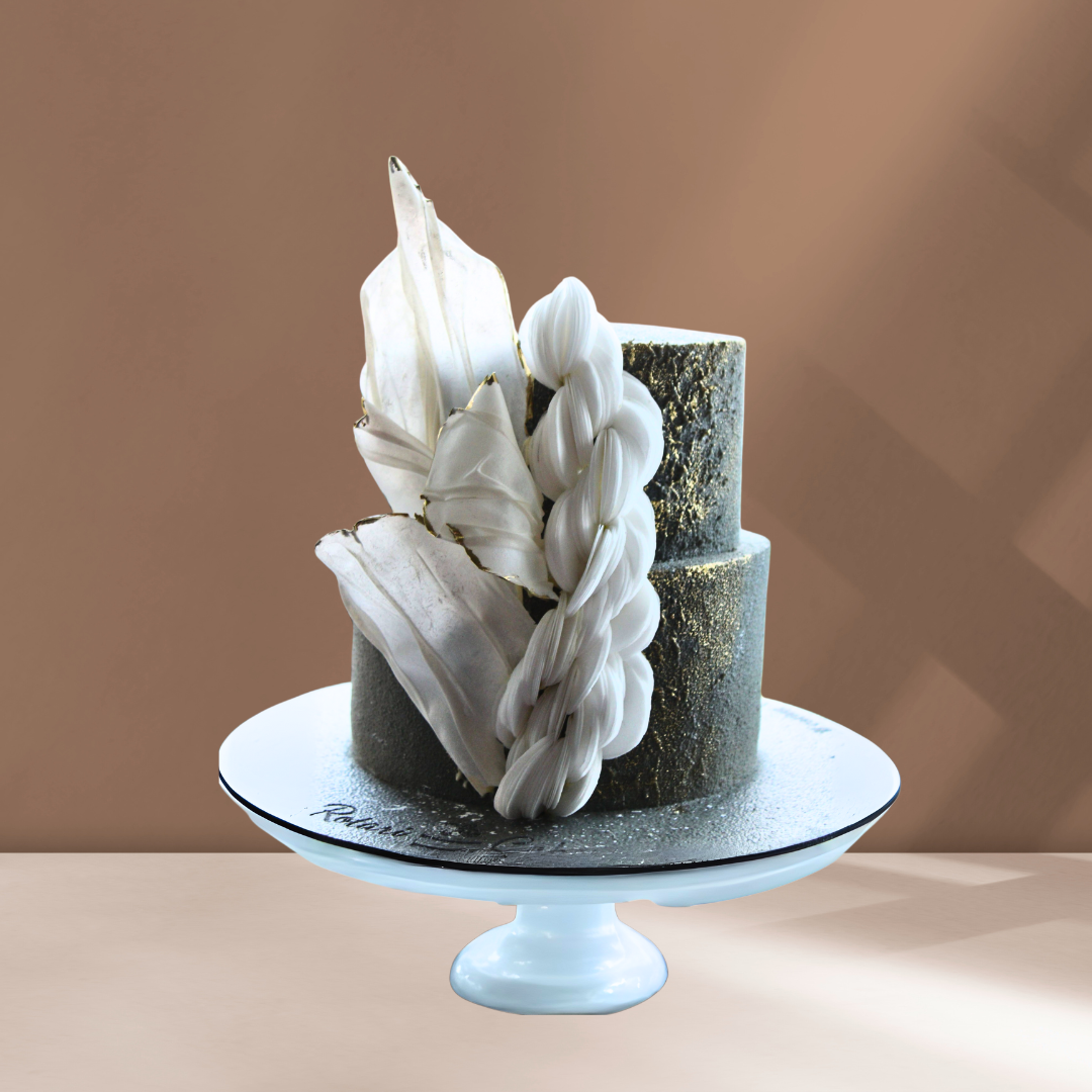 Two Tier Lavender Cake by Rotari Bakes featuring delicate lavender sprigs,  ideal for weddings and celebrations.
