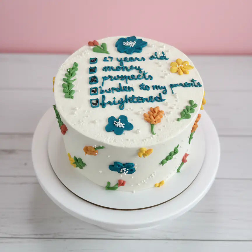 floral checklist cake for fun birthday celebration for girls