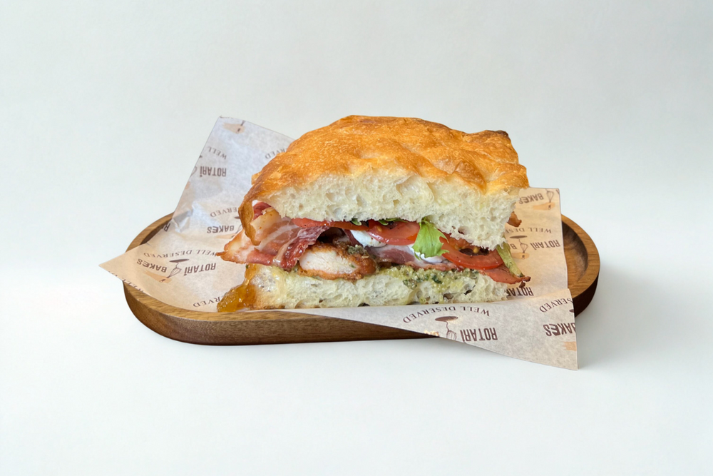 chicken and bacon focaccia made to order fresh