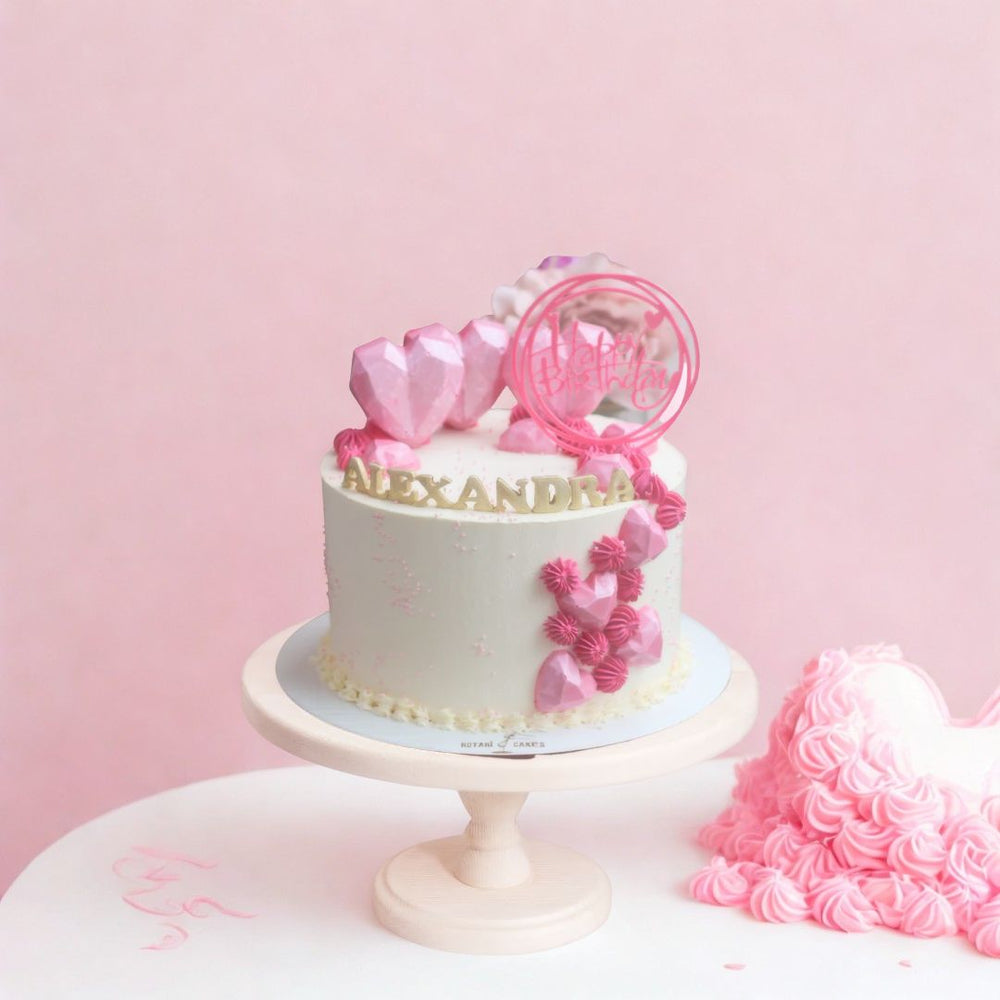 chocolate cake with heart shapes on top
