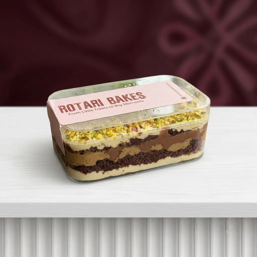 chocolate pistachio with cherry cheesecake