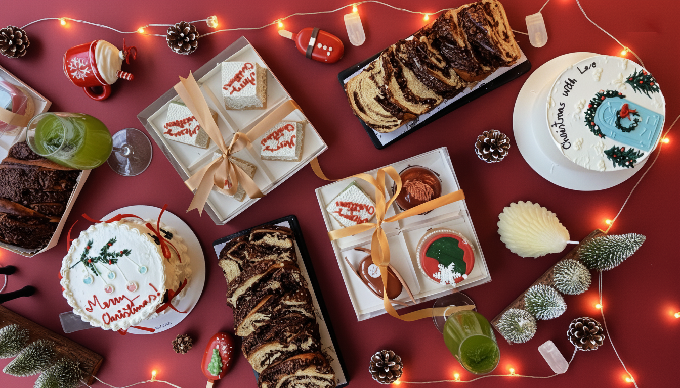 christmas cakes and christmas desserts in nottingham by rotari bakes as christmas gifts