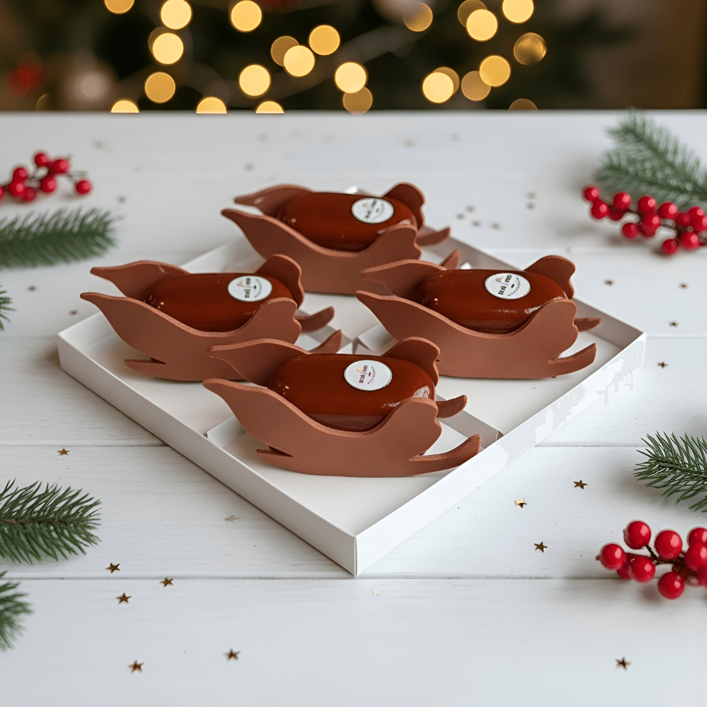 Sleigh christmas dessert for christmas box, christmas gift and christmas eve