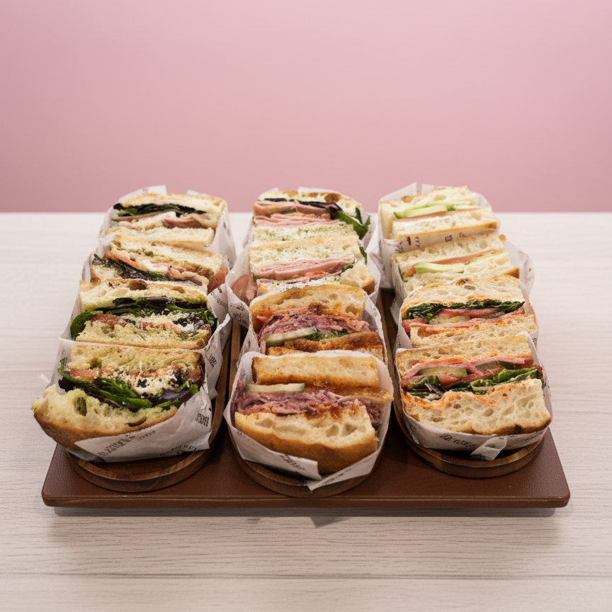 corporate sandwich and mini cakes platters in Nottingham