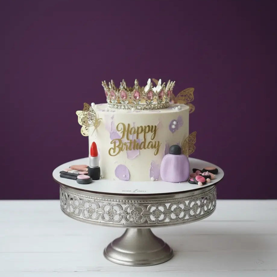 crown cake for girls in light purple colour