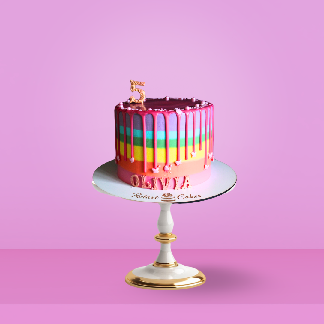 Rainbow Cake for girls 5th birthday