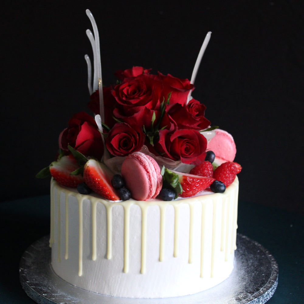 Red Velvet White Rose Cake image 1