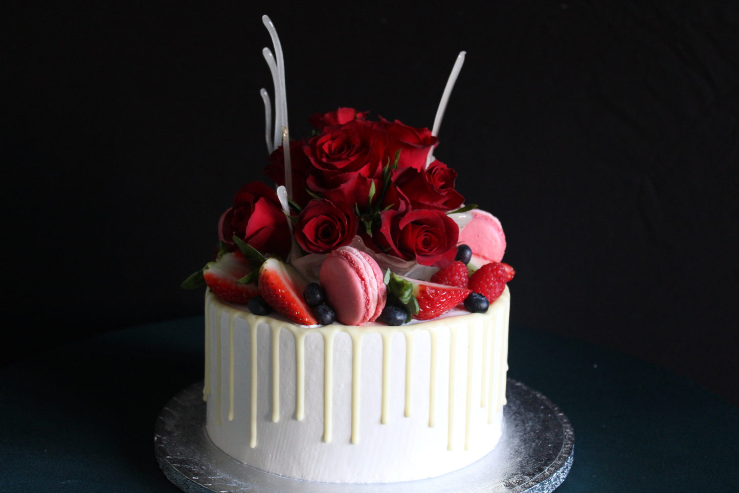 Red Velvet White Rose Cake image 1