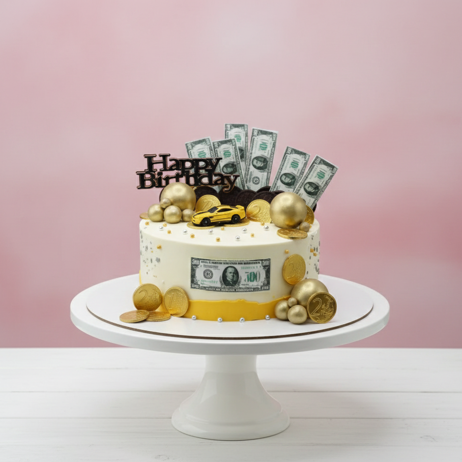 dollar and car cake for men