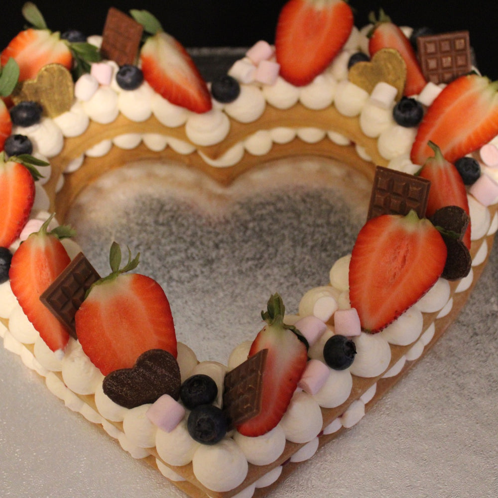 Heart Honey Russian Cake featuring honey-infused layers, and elegant heart-shaped design for romantic celebrations.