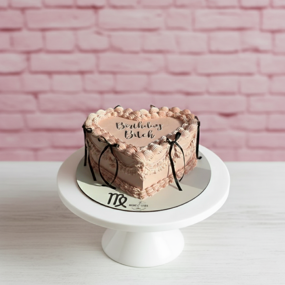 heart shape cake light pink