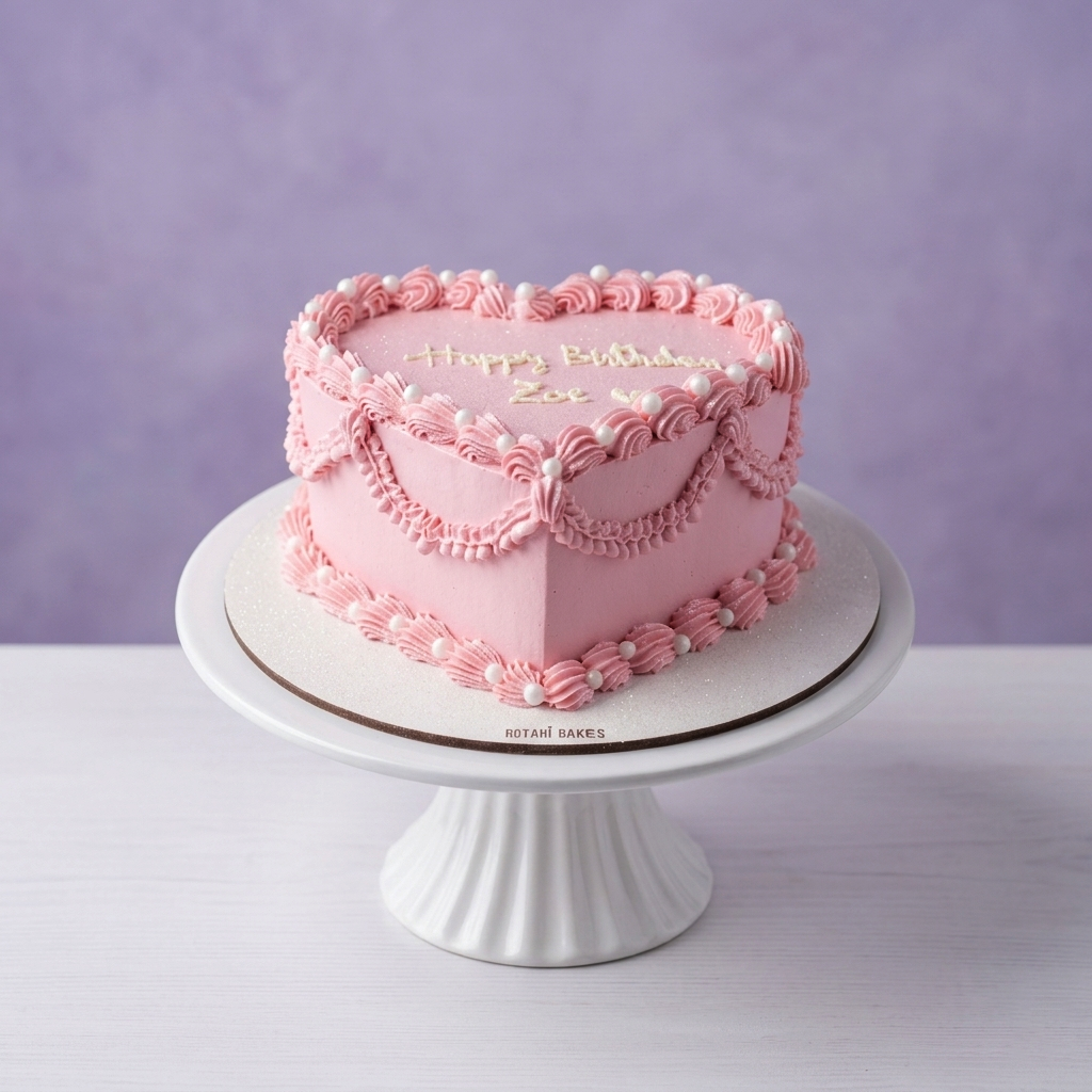 pink colour heart shape cake in Nottingham for birthdays