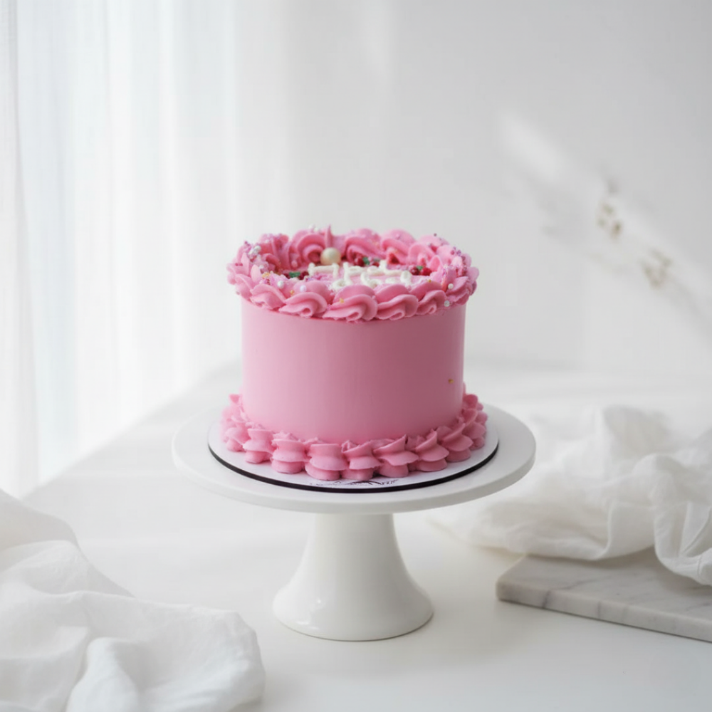 pink cake of small size for birthdays and anniversaries