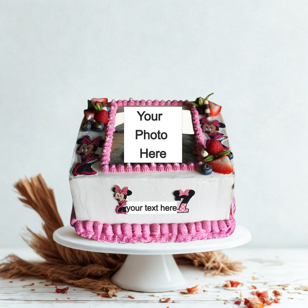 minnie mousse theme photo cake