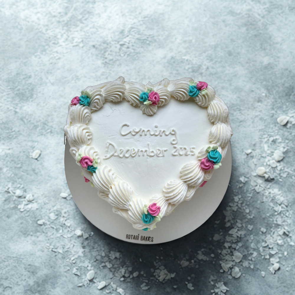 Gender reveal cake heart shape