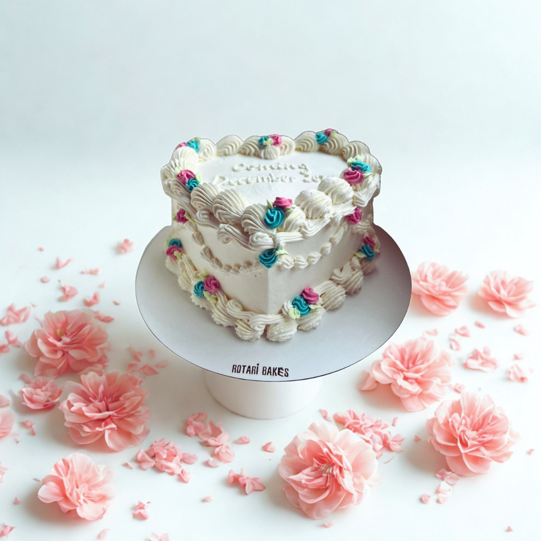 gender reveal cake heart shaped