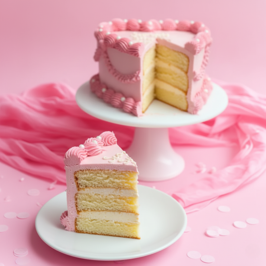 pink colour heart shape cake with piping and vintage design