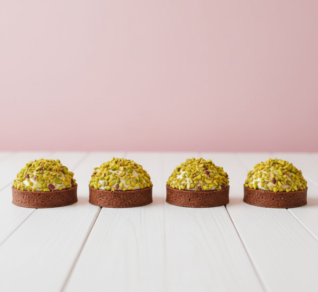 Four pistachio tarts