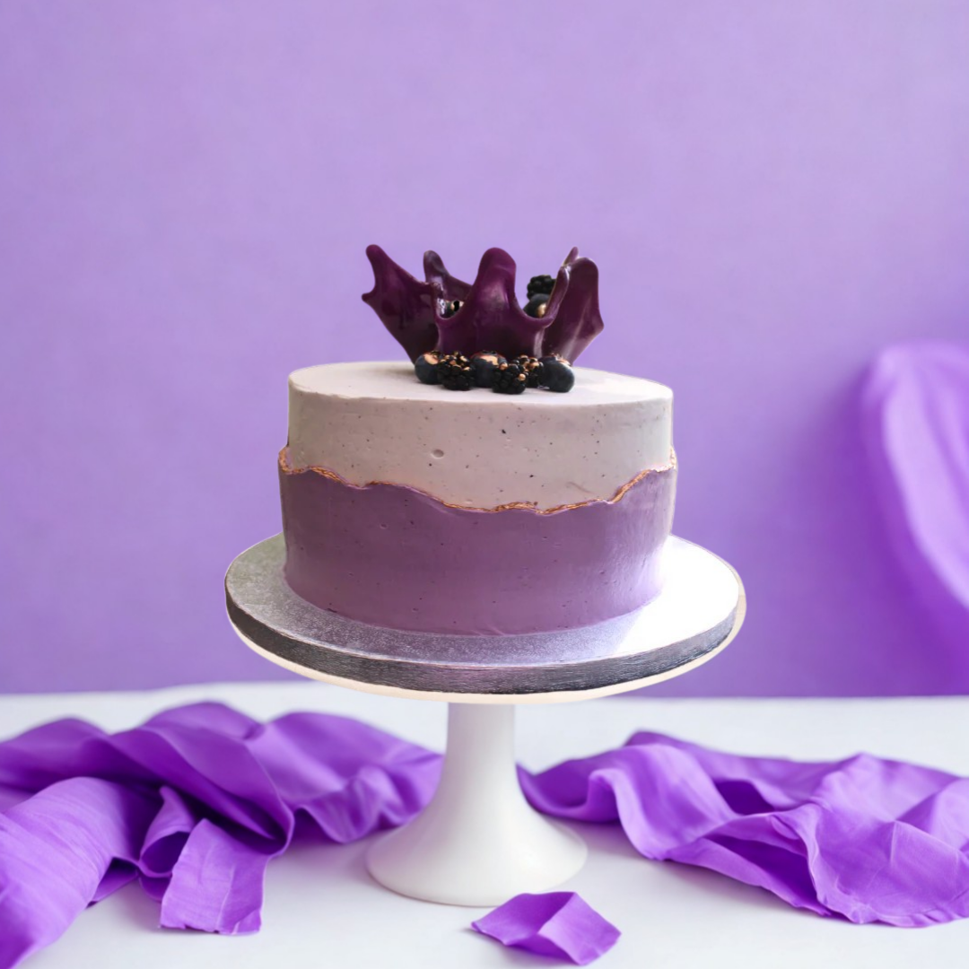 purple lemon blueberries and cheesecake