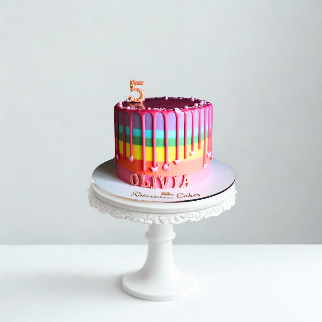 rainbow theme birthday cake