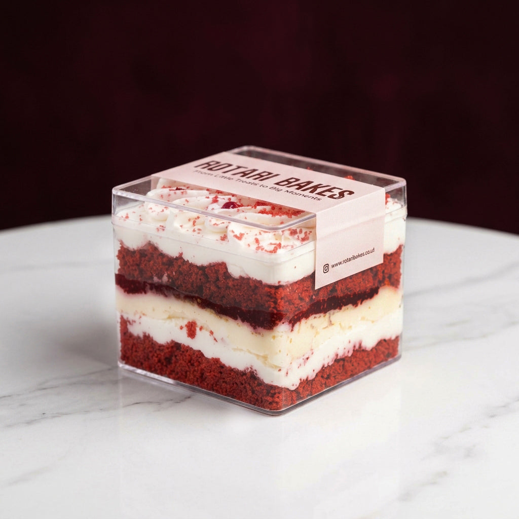 red velvet chessecake in container