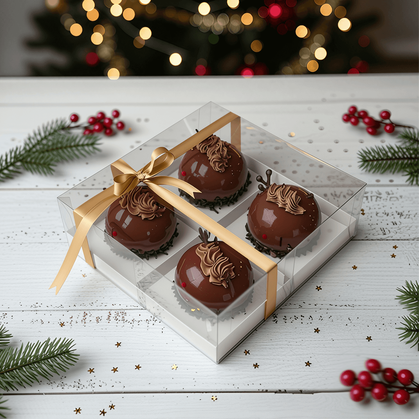 Reindeer shape christmas dessert box for christmas eve, christmas gift and festive celebration