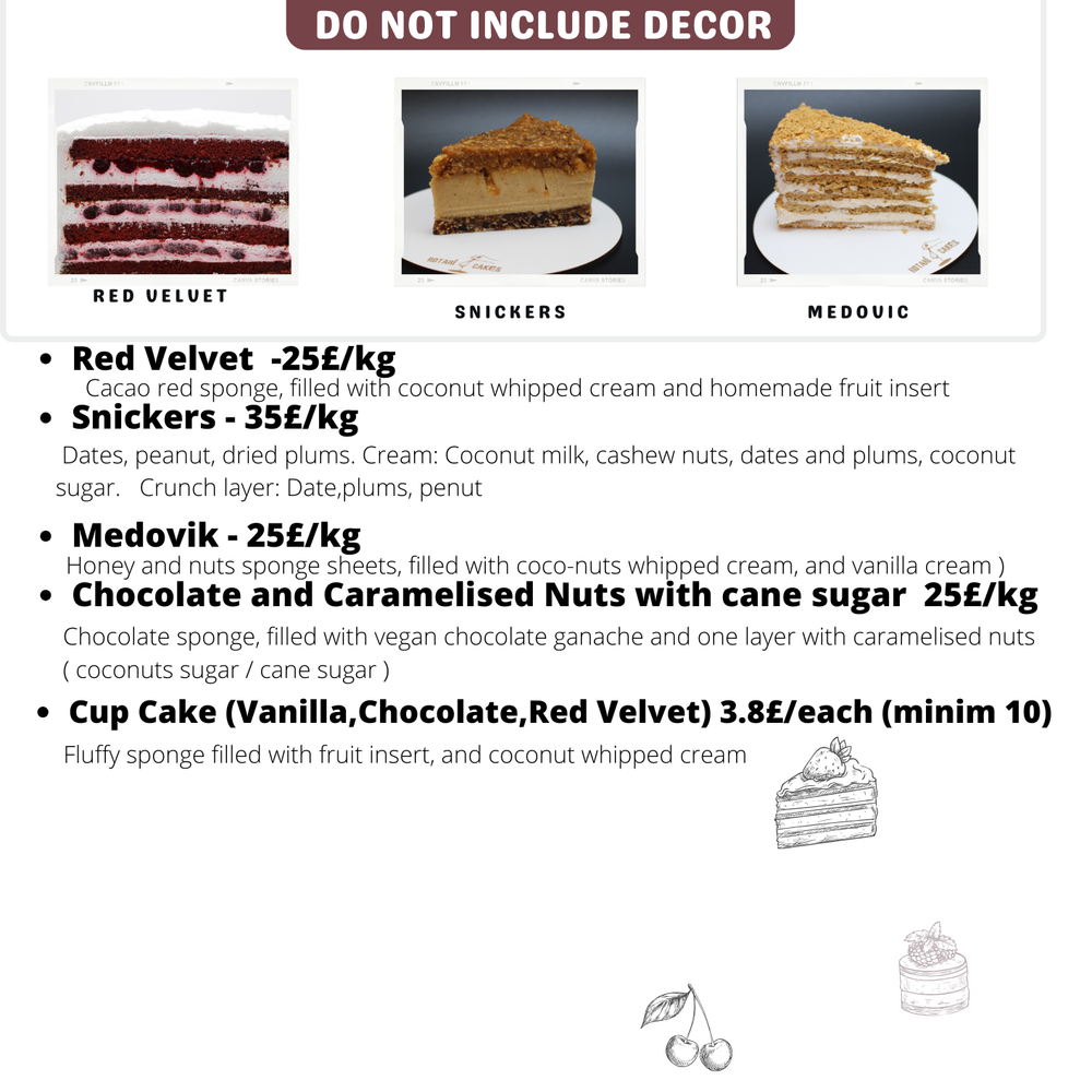 Rotari Bakes Vegan Menu